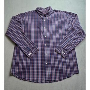 Ivy Crew XL Plaid Button Down Shirt Red Whi Blue Cotton/Poly  Casual Long Sleeve